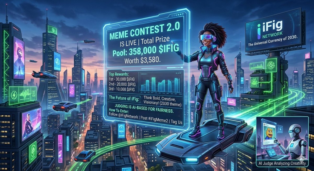 MDSniperX's tweet photo. MEME CONTEST 2.0: THE FUTURE IS iFIG

The legends are back! We’re turning up the heat with a massive 358,000 $IFIG prize pool ($3,580 value). More winners, bigger bags, and pure creative energy.

The Rewards:

Top 3: From $100 to $300 in $IFIG
4th - 20th: $50 each
30th - 100th: $30 each (Massive winning chances!)

📅 Theme: “iFig in 2030”
Where do you see iFig in the next 6 years? Think Mars, think global dominance, think visionary.

🛠 How to Secure Your Spot:

Follow @iFigNetwork & @iFig_Official (Like & RT).
Design a creative, original iFig meme based on the theme.

Post using #iFigMeme2 and tag @iFigNetwork.
Drop your wallet address on the original announcement post.

Note: Judging is AI-powered for 100% fairness. You only have 48 hours. Speed and quality are your best friends.