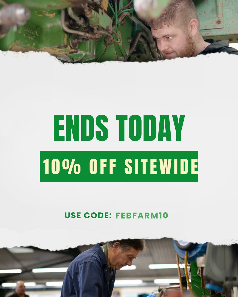 NickYoungTP's tweet image. 🚜 FINAL DAY to grab 10% OFF 
Don’t let this deal drive away!

nytractorparts.co.uk

#DiscountDeal #LastChance #SavingsAlert #TractorPartsSale #LimitedTimeOffer #ShopNow