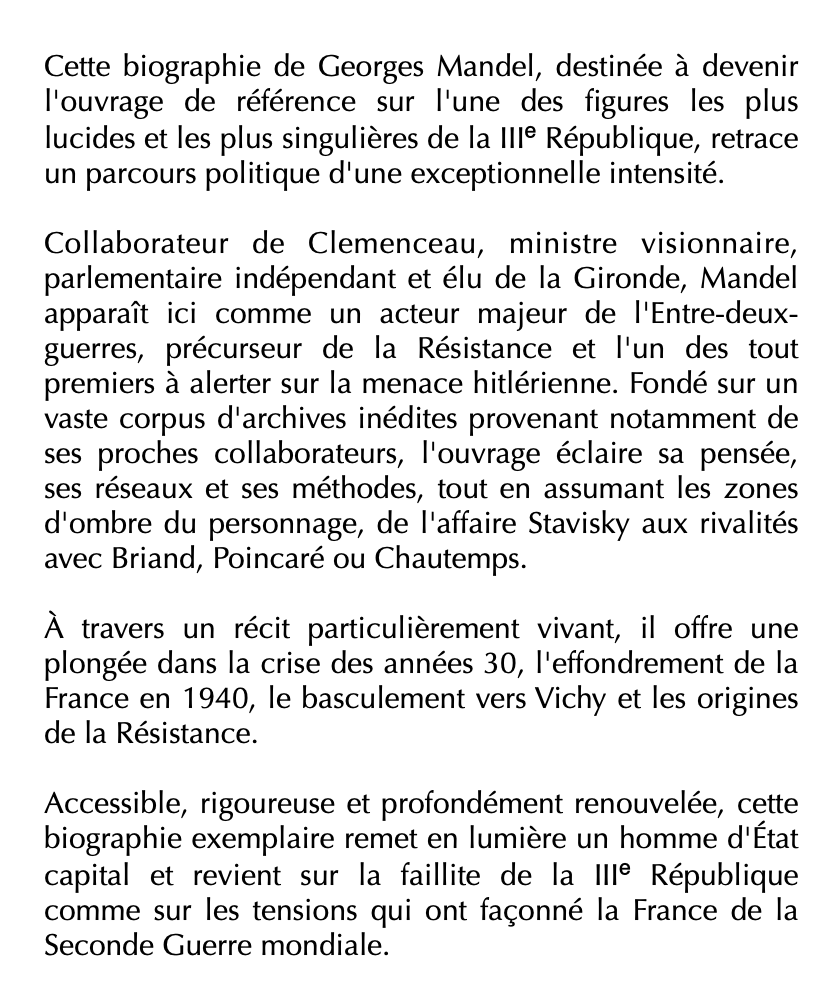 Hugo Coniez - Georges Mandel 

Le premier résistant

À paraître en mai chez Perrin