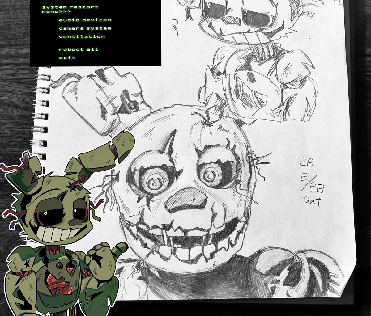 empanadauma's tweet image. #Springtrap #fnaffanart 
fnaf好きならゲーム風も描きたくなるよねって絵