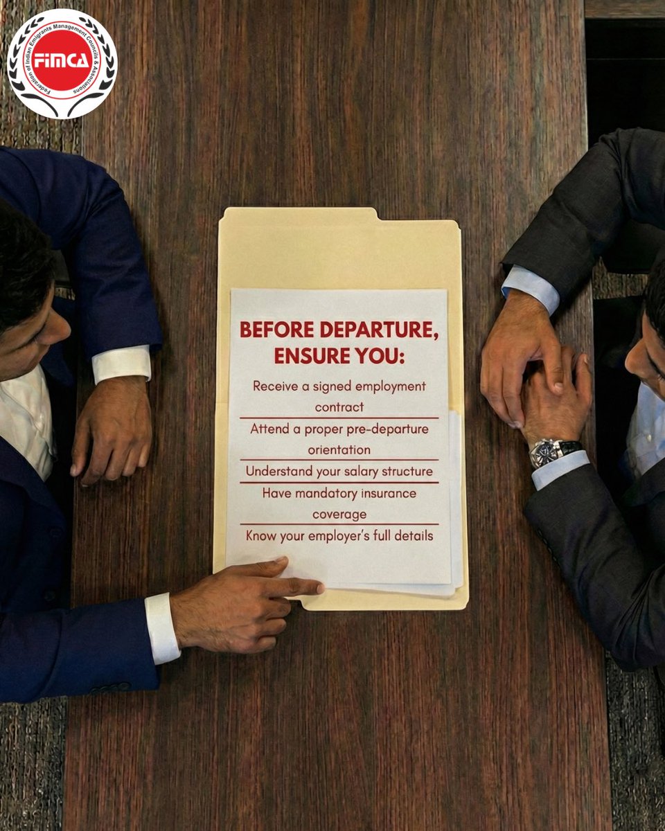 Fimca_India's tweet photo. Before departure, make sure you’ve checked off every essential step 

#SafeMigration #FairRecruitment #FIMCA
#EmpoweringMigrants #GlobalWorkforce https://t.co/VSU5JA0F1W