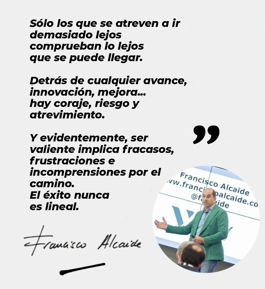 Como decía Peter Drucker: «Detrás de cualquier éxito siempre hubo alguien que tomó una decisión valiente»... 👌
instagram.com/p/DVRBspvDw6p/…