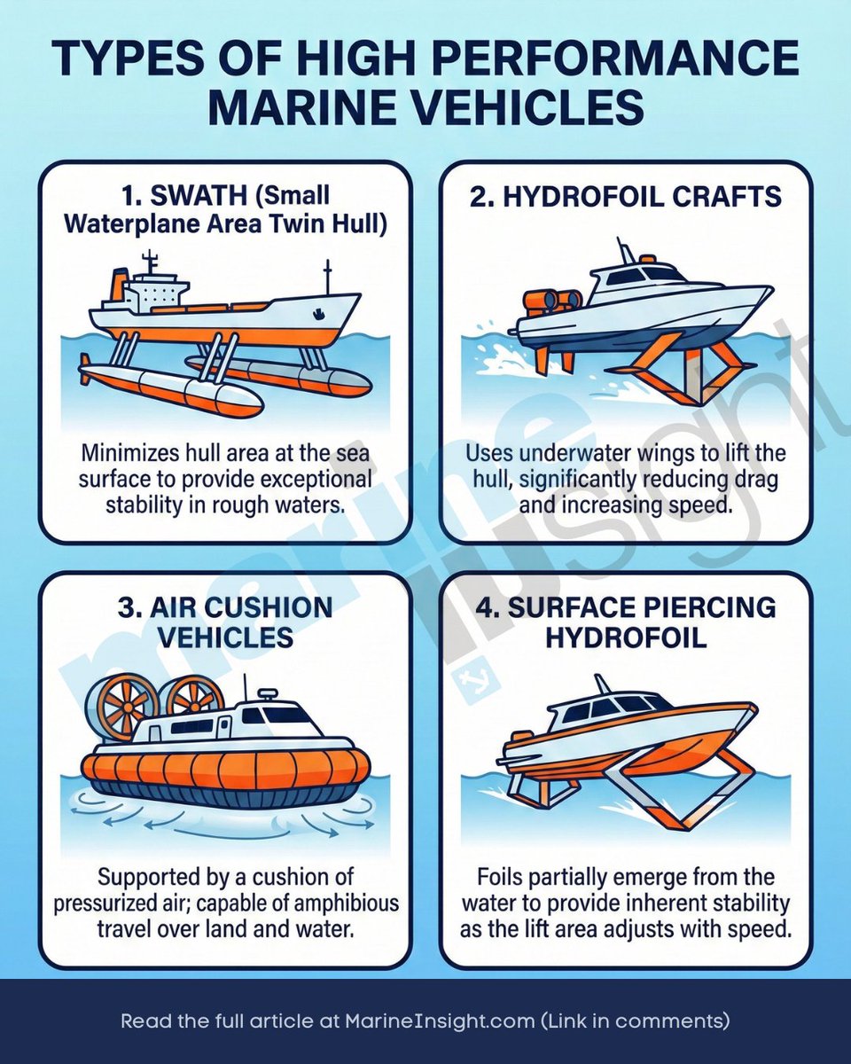 MarineInsight's tweet image. From stable SWATHs to speedy hydrofoils and amphibious hovercraft, these innovative designs push the boundaries of maritime technology for superior speed and stability. 

Read the full article 👉 marineinsight.com/naval-architec…

#MarineTech #HighPerformance #NavalArchitecture