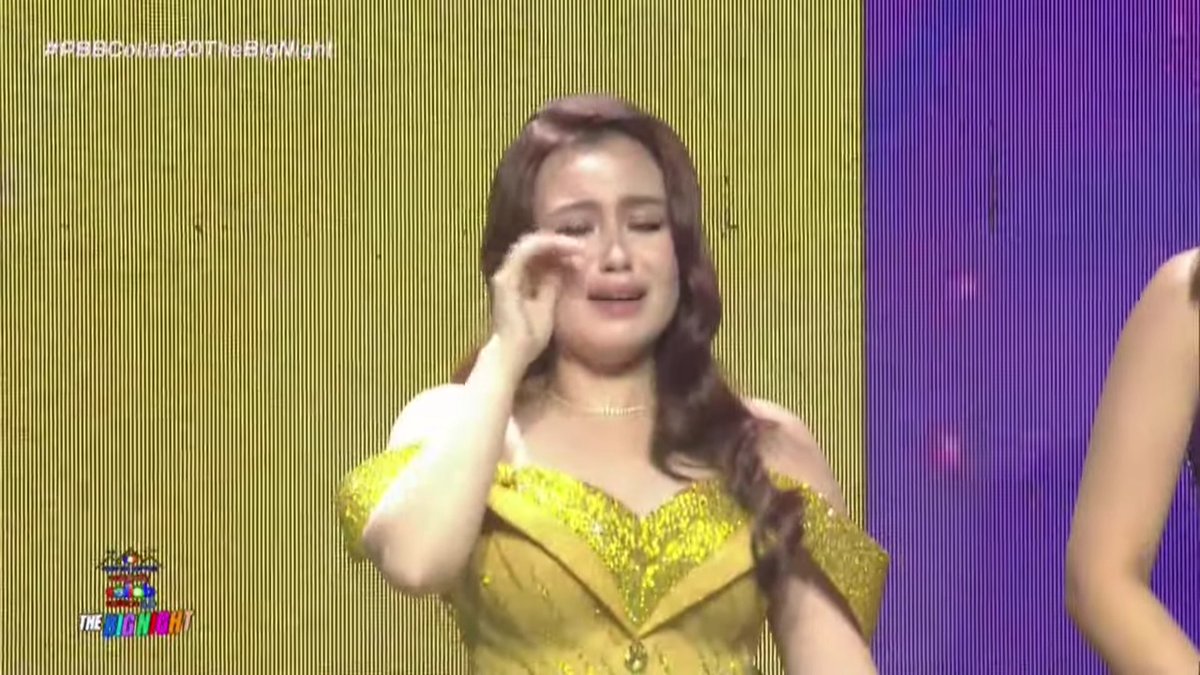 talmejes's tweet photo. she’s cryingg :( u deserve everything, bulanglang!

PROUD OF YOU TALA
#PBBCollab20TheBigNight https://t.co/iik70diXYi