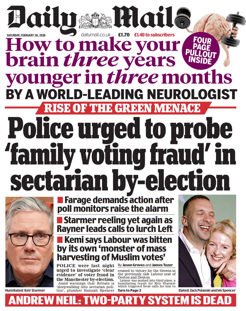 The smearing of voters by the Daily Mail should come as no surprise. But the demonisation &amp; delegitimisation of Asian voters is yet another low with "sectarian by-election" used with no quotation marks. In Mail land apparently not all votes are of equal worth. #GortonAndDenton