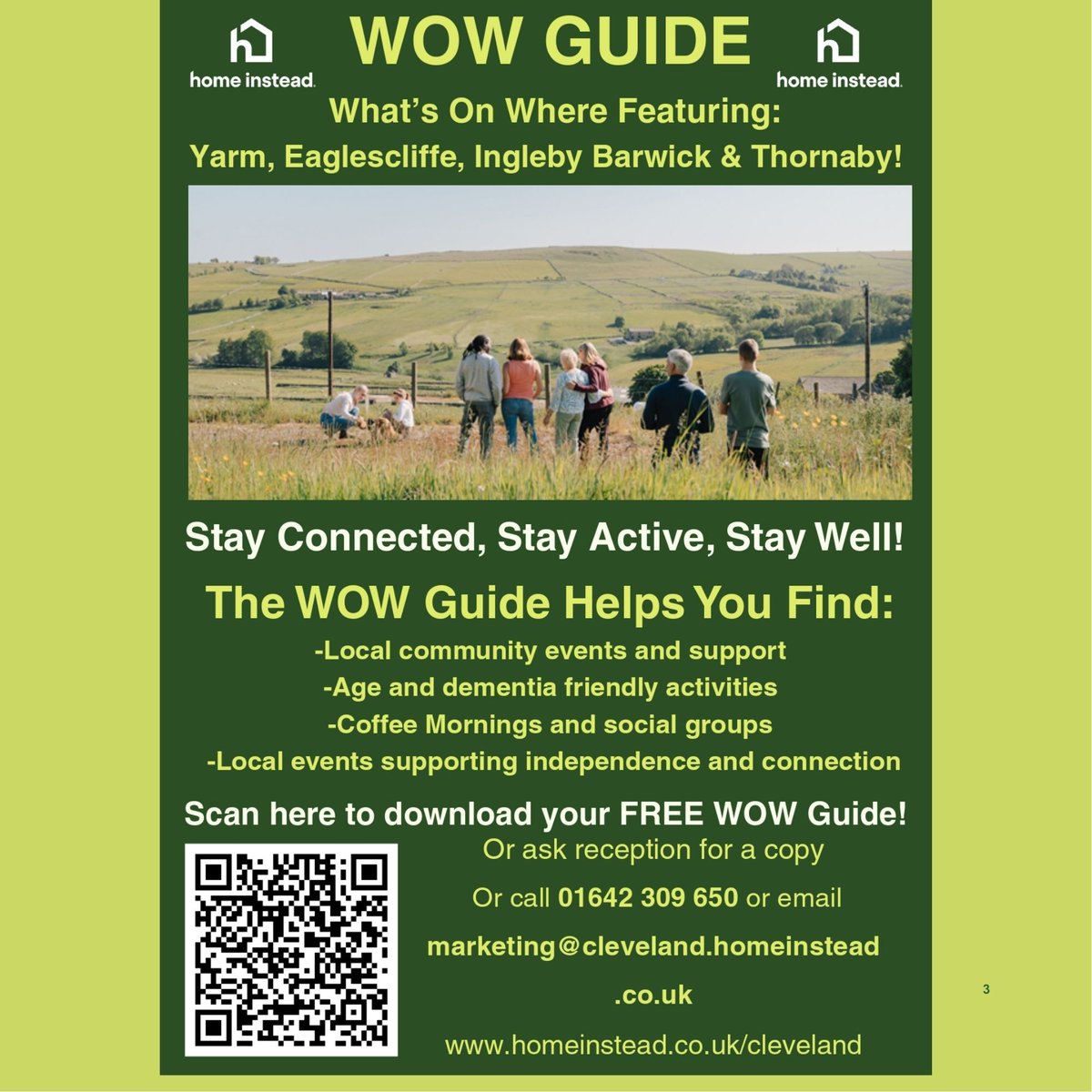 Well_Champs's tweet image. Looking for local activities for older adults? 

The new Home Instead WOW Guide has you covered for the areas of:

Yarm • Eaglescliffe • Thornaby • Ingleby Barwick

Scan the QR code to download.

#Community WhatsOn #WOWGuide #LocalGroups #Stockton-on-Tees