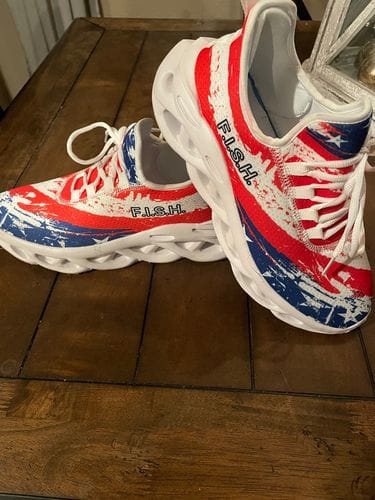 patrioticu27450's tweet image. "Love the shoes. Very comfortable and they feel like my HOKA! These are a great way to advertise or 501c3, Friends In Service of Heroes.org. I will be sharing these with our group and hope to purchase more. Thanks. PC" - Sandra X.
.
.
#coolcustomize #USAStyle