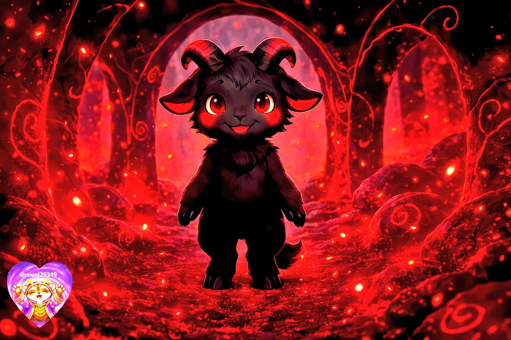 QT: Red/Black art! I'm going to take this opportunity to introduce a new character to Velmora.

#TheSpiralUniverse 🌀🔥
Meet Ravel Emberstep 🟥⚫, Velmora’s little panfolk trickster who lives deep beneath the southern underroots in the glowing Cinderhollow Caverns.
He doesn’t