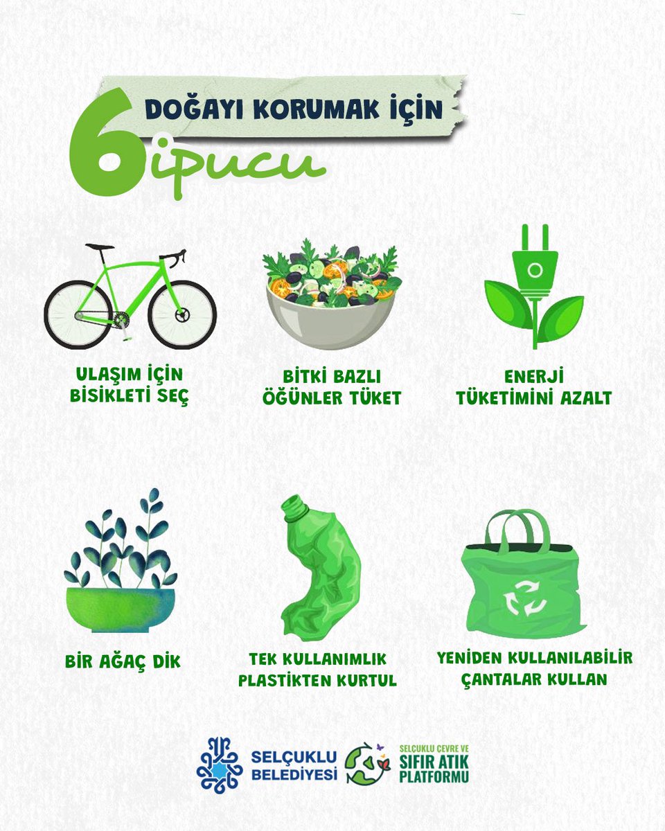 Küçük adımlar, büyük değişimler yaratır. 🚲🌱

Ulaşımda bisikleti tercih etmekten tek kullanımlık plastikten vazgeçmeye kadar her seçimimiz geleceği şekillendiriyor.

Bugün bir adım at, yarın nefes alan bir dünya bırak. 🌍💚

#SıfırAtık #GeriDönüşüm