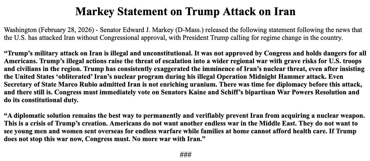 My statement on Trump's attack on Iran.
