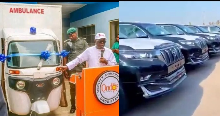 Ondo APC Govt Presents Fairly-Used Keke as Ambulance While Tinubu Launches Brand-New Buses, SUVs for 2027 Election Campaign (PHOTOS) parallelfactsnews.com/ondo-presents-…