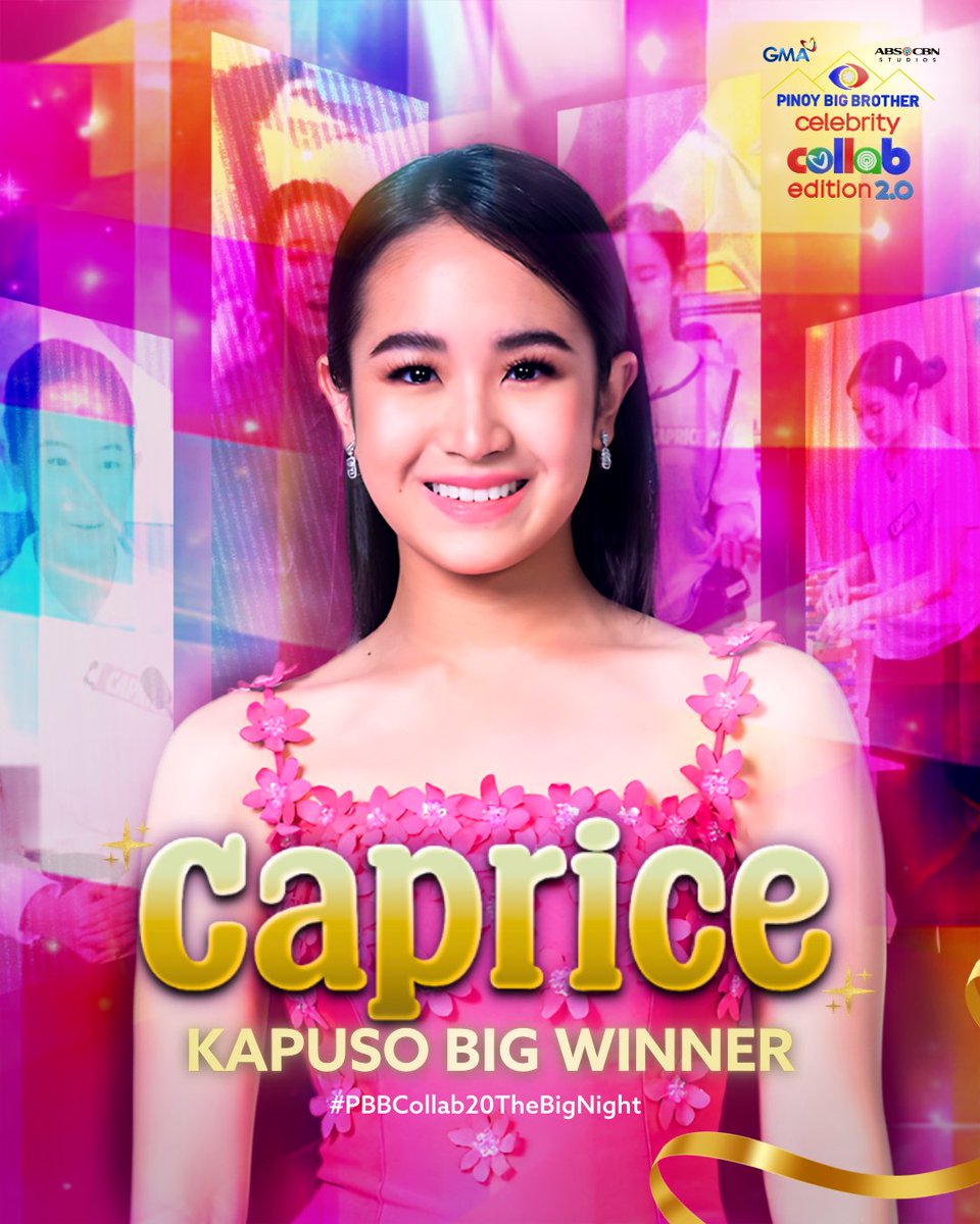Congratulations, CAPRICE!

The official KAPUSO Big Winner of PBB Celebrity Collab Edition 2.0! ✨

#PBBCollab20TheBigNight