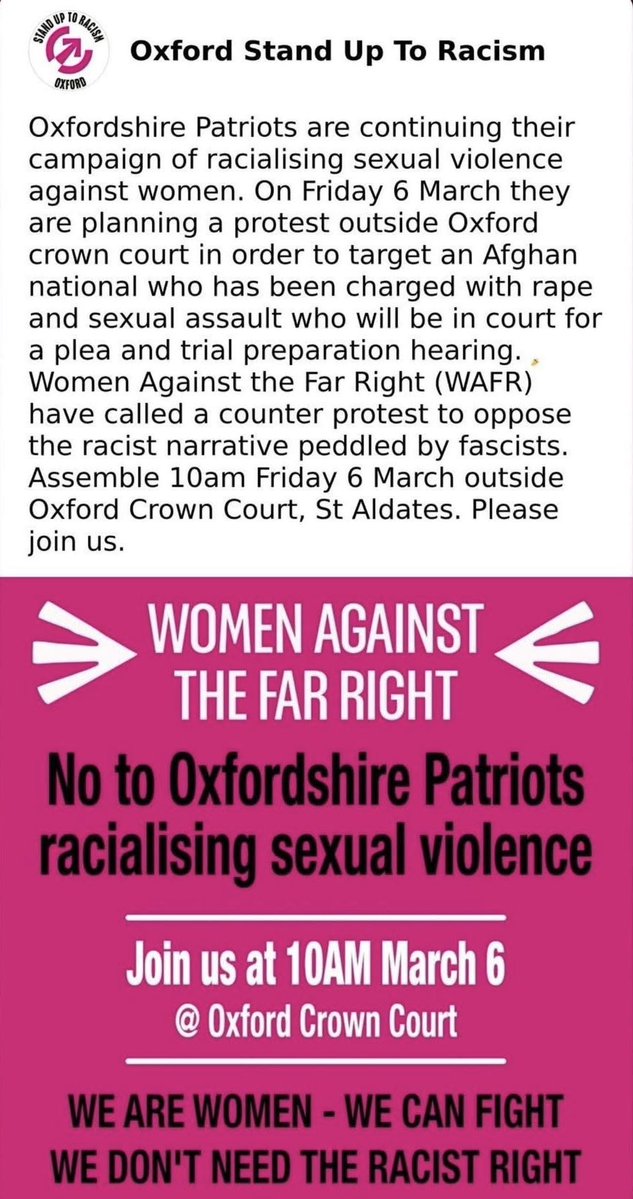Counter-protesting to ‘oppose racism’?

Let’s be honest here, you’re just showing up to form a human shield around an Afghan charged with KIDNAPPING, RAPE, and sexual assault of a BRITISH women.

The real racism here is pretending victims don’t matter because the ‘suspect’ isn’t