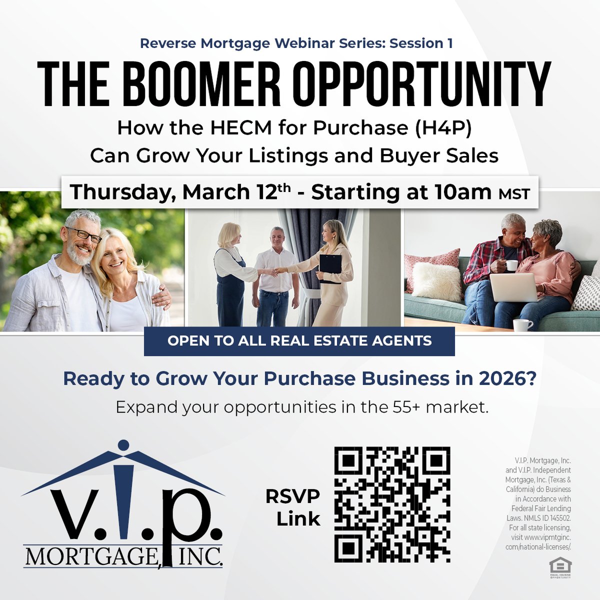 Baby Boomers are the largest group of home sellers. Yet many agents overlook a powerful tool for clients 62+: HECM for Purchase (H4P), aka Reverse for Purchase.
Join Rick R. Rodriguez for a 1-hour strategy session built for real estate pros. vipclk.com/Wkt