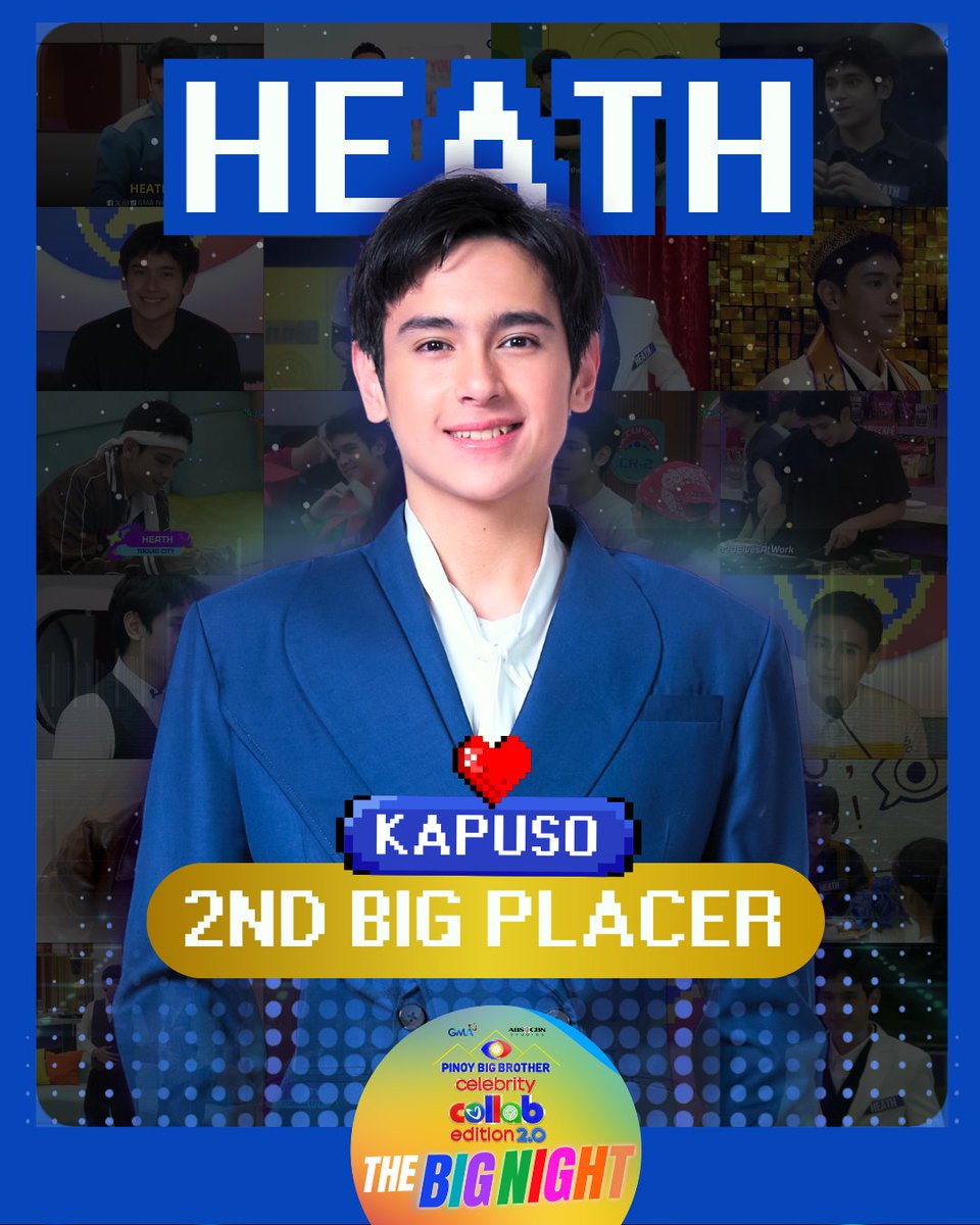 Congratulations, HEATH, KAPUSO 2nd Big Placer of Pinoy Big Brother Celebrity Collab Edition 2.0! 🥈

#PBBCollab20TheBigNight #GMAPBBCollab #HeathJornales