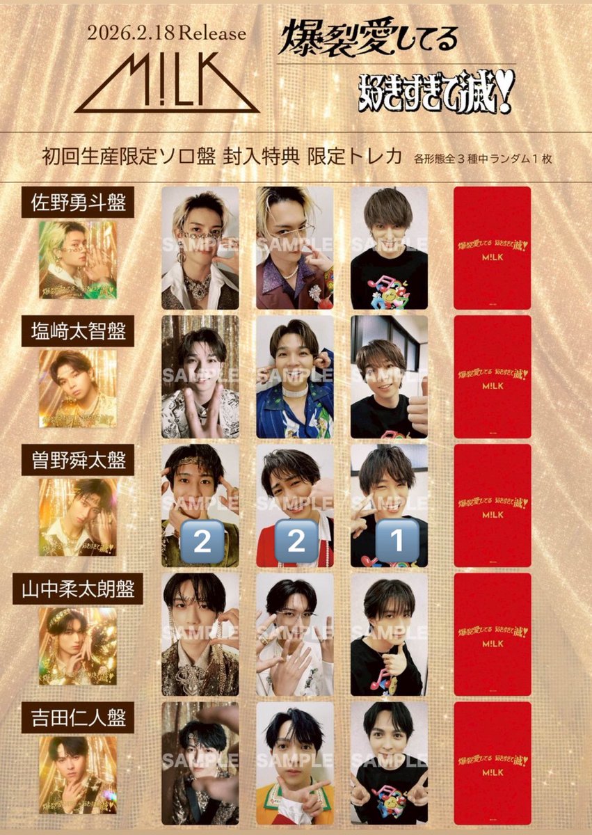 M!LK 好きすぎて滅 爆裂愛してる 封入特典 トレカ 交換 【譲】🔢 (画像