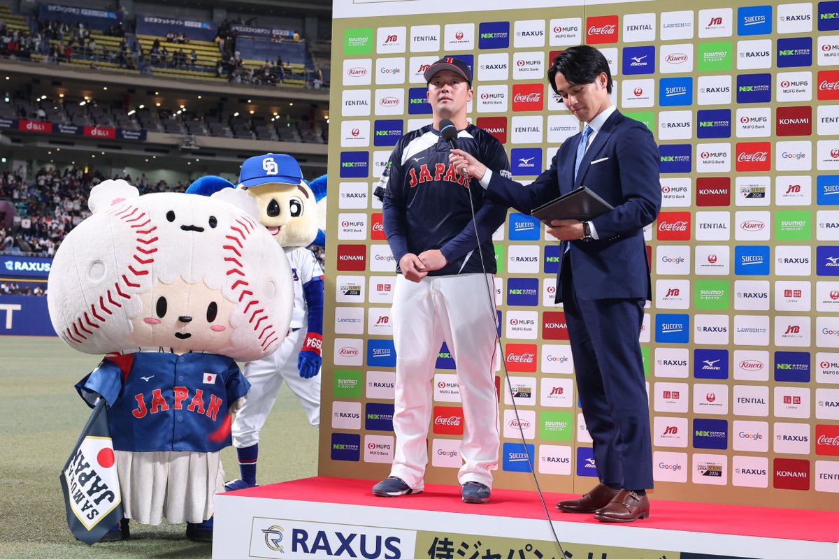 【#侍ジャパン 🇯🇵】

#牧秀悟 内野手のヒーローインタビューで…

映りこむドアラ☺

Photo by Yuki Kajiya