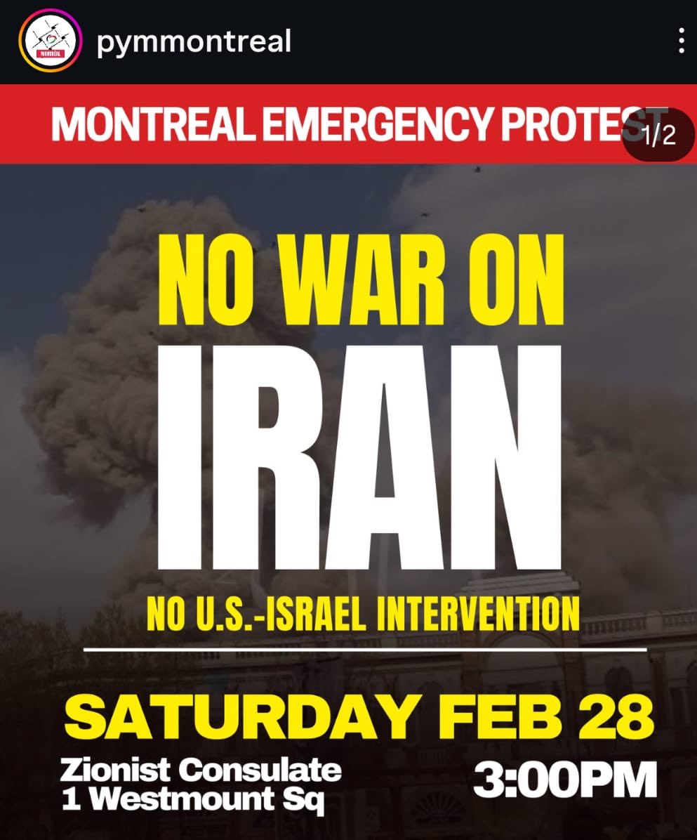 Si vous êtes capables voulez me rejoindre ! 
À contre-manifester devant les lobbyistes du régimes devant ses mercenaires, les islamogauchistes ProHamas, et les corrompus du pétrodollar des islamistes…. Pour l’amour du Québec ! Ils nous ont voler nos médias mainstream! ⚜️⚜️⚜️