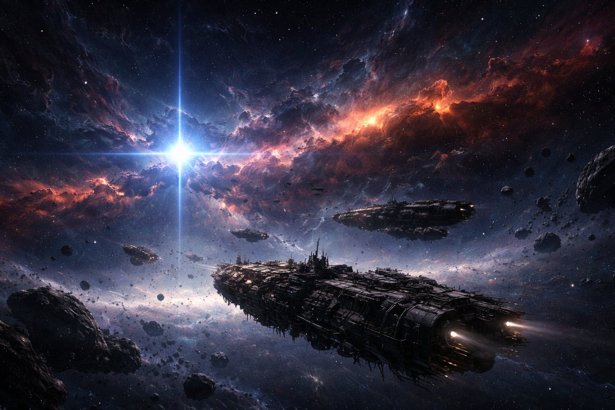 ruhinrhyme's tweet image. A signal pulses from the void,
A final war to be employed.
The colony ships drift dead and slow,
To where the dying nebulae glow.
Our #quest: to find the source, the key,
To unlock what we're meant to be.
Among the stars,we seek our fate,
Before it is too late.

#vss365 #prompt