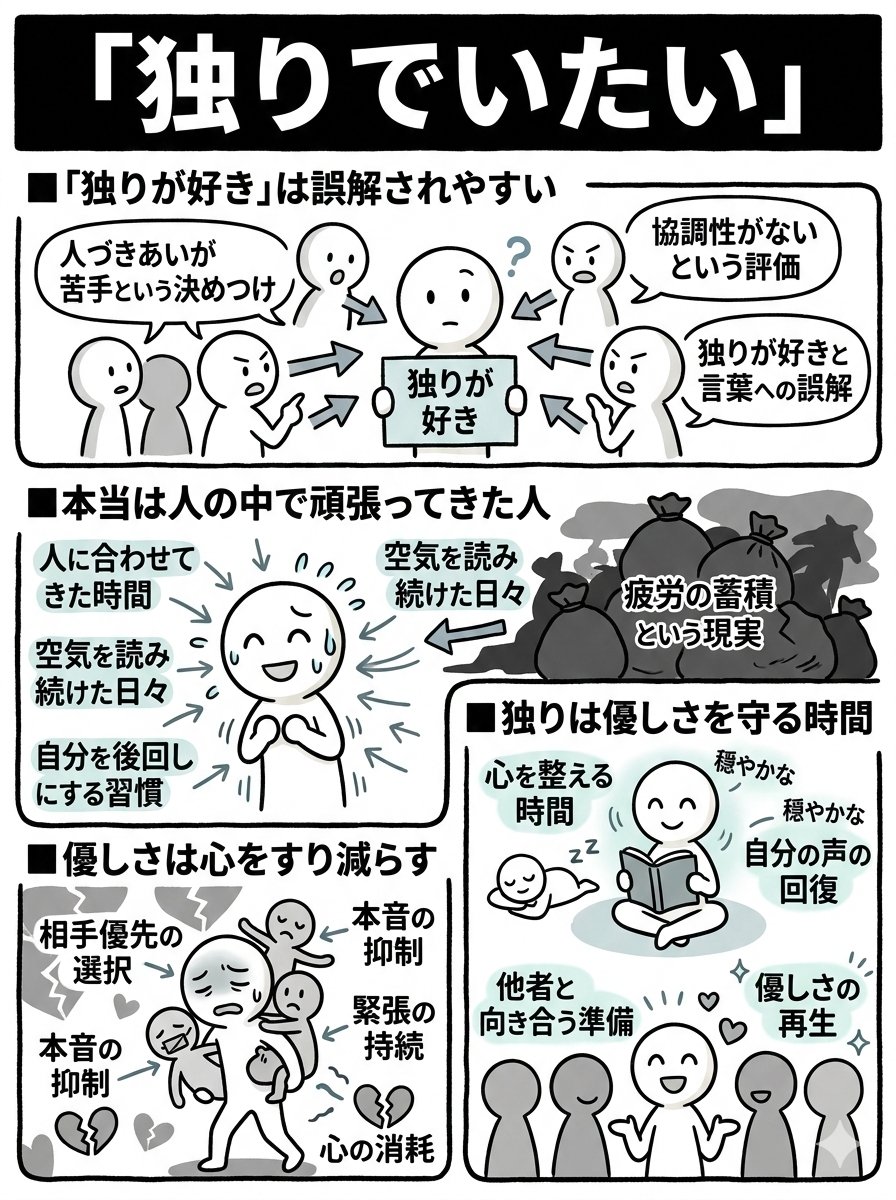 hironobu_puti's tweet photo. 独りでいたいっていうと「人付き合いの苦手な人」って思われがちですよね… https://t.co/X5ZAxyjOS7