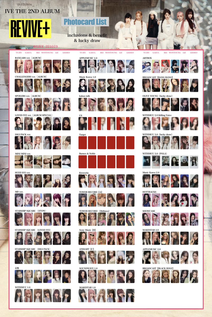 IVE【 REVIVE+ 】 封入&特典 全員 トレカ 一覧 🩶💫 Photocard List