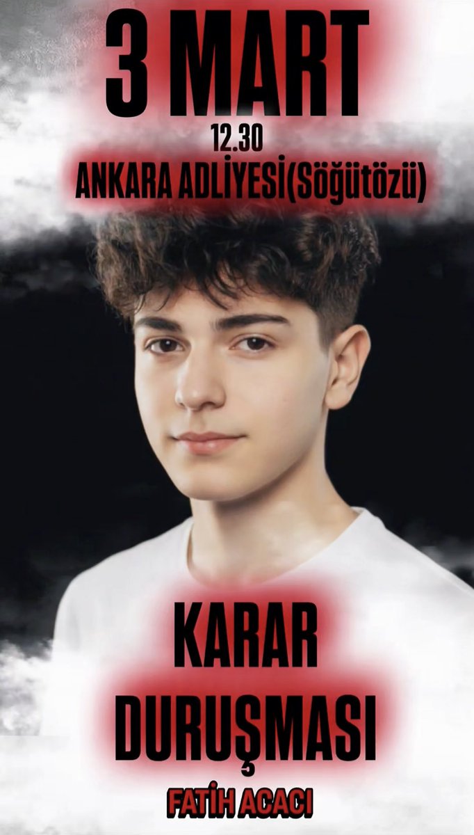 3 Mart – KARAR DURUŞMASI

Bu dava bizim için hayati önem taşıyor. Her zamankinden daha fazla desteğe, sosyal medyanın gücüne ihtiyacımız var.

Kardeşim Fatih Acacı, 15 yaşındaki bir akranı tarafından Ankara’da 12 yerinden bıçaklanarak katledildi.

 Fail, olaydan önce Google’da