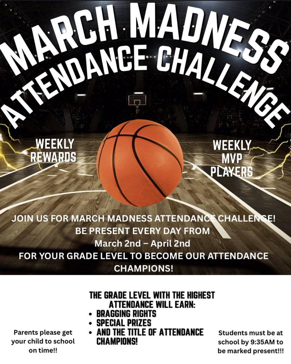 HumbleISD_LLE's tweet photo. March Madness isn’t just on the court… 🏀 it’s in the classroom! 📚 Our March Madness Attendance Challenge tips off March 2 – April 2! Be here, be on time, and help your grade level take the championship!
Let’s show up and win, Wildcats! 🐾🏆 https://t.co/Il8W4gMACT