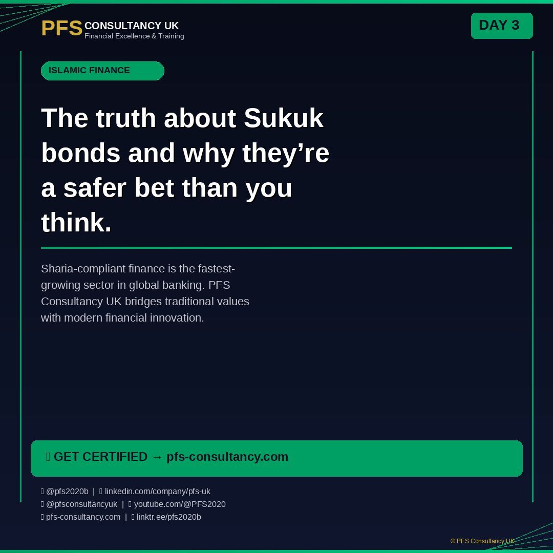 pfs2020b's tweet image. Think bonds are the only way to secure your financial future? Think again. The truth about Sukuk bonds is that they might just be the safer, more ethical investment you've been searching for.

So, what exactly are Sukuk? Unlike conventional...
#islamicfinance #sukuk #halali