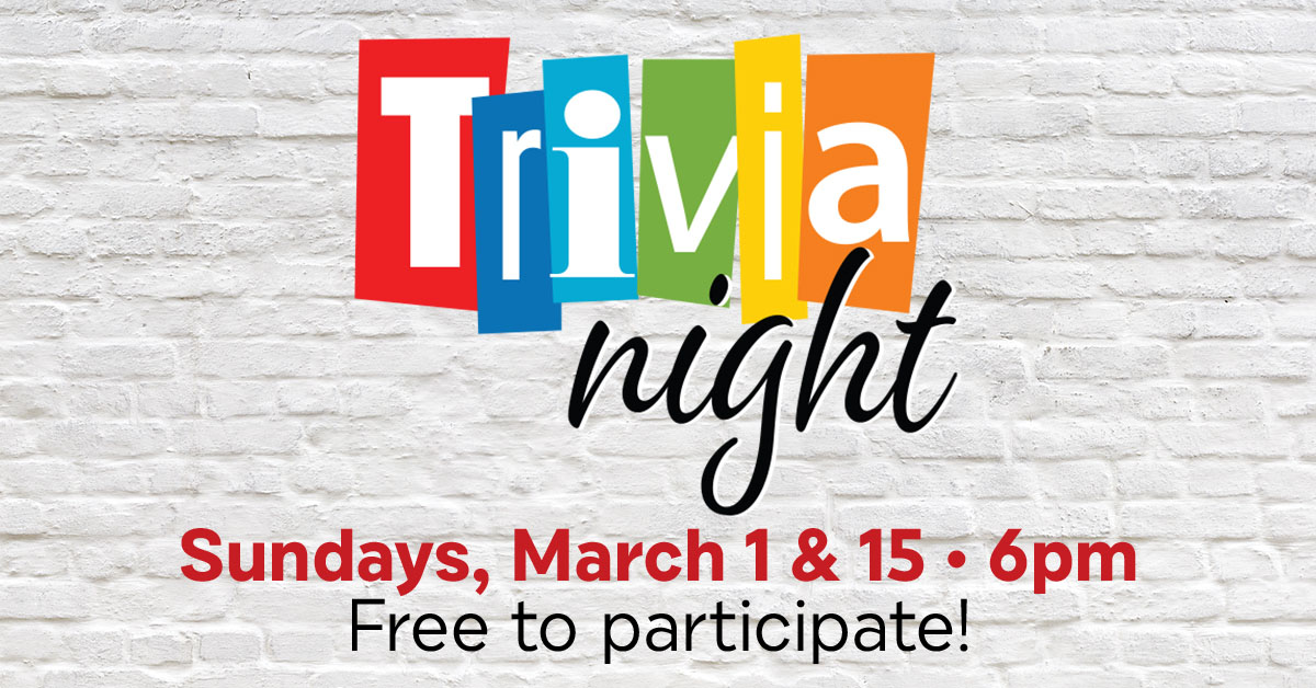 🧠 Trivia Night tomorrow 🧠 
Doors open • 6pm
The free fun starts • 6:30pm
Join us for a free trivia competition in our Showroom, with the top three places receiving prizes! 🎉