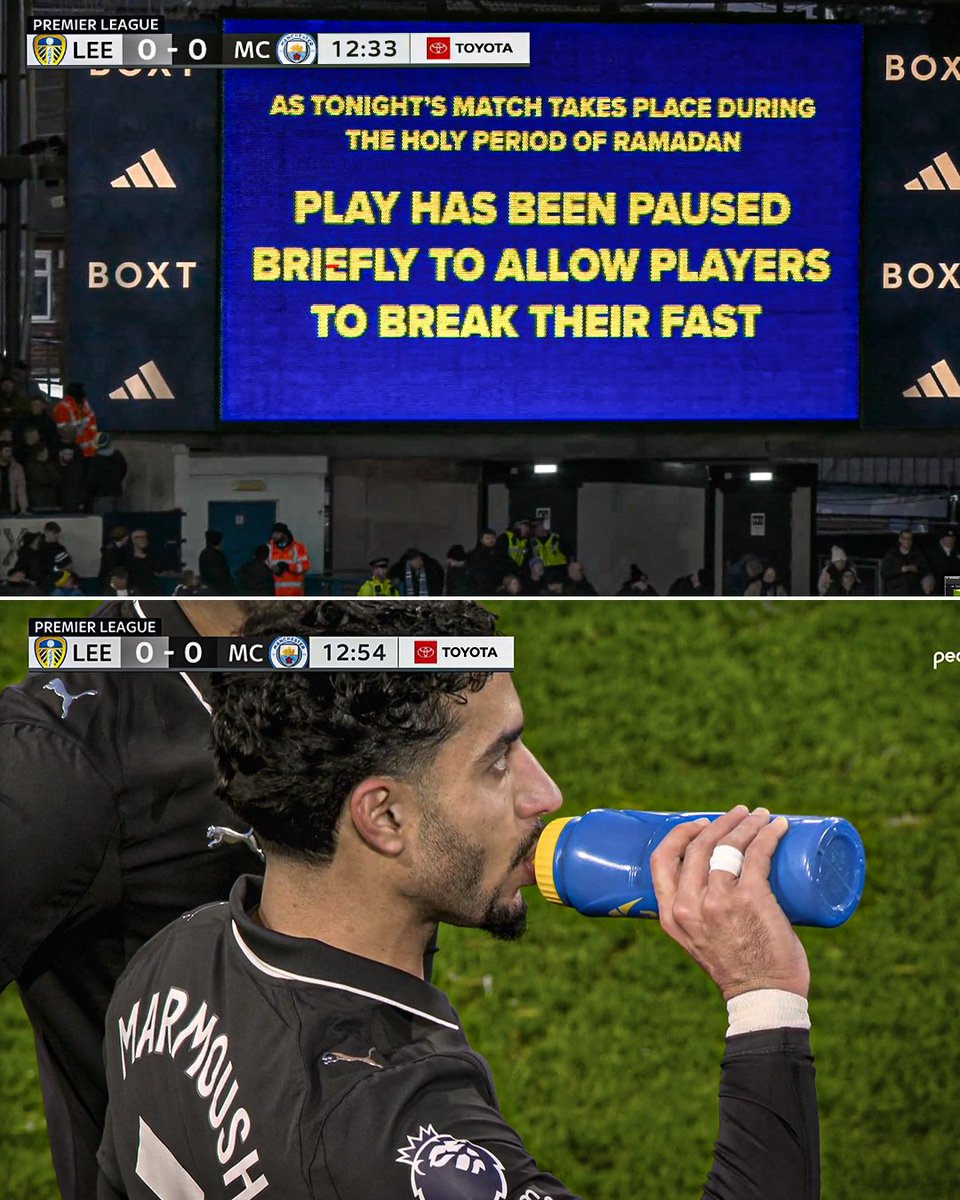 The Man City and Leeds United matched was paused when the sun set so Muslim players could break their fast for Ramadan 🤲