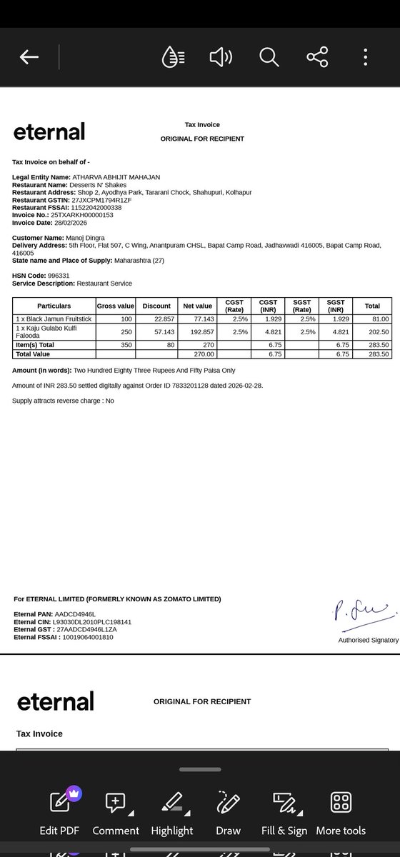 manojdingra's tweet photo. @zomatocare @zomato Ordered Black Jamun Stick priced ₹100/- on Zomato at ₹81/- luring with discount.🤔🤨 
When recd. box shows MRP ₹70/-.😳  Lodged complaints but Zomato Support shows helplessness. What a business strategy?!!!  Photos attached.
@nch1915 @jagograhakjago https://t.co/AHLkU3oto5