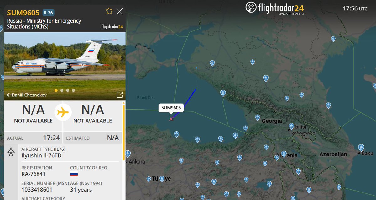 vcdgf555's tweet photo. Russian Ministry of Emergency Situations heavy transport approaching northern ๐น๐ท Turkish coast.
๐ท๐บ SUM9605 is Il-76TD RA-76841 #152C29 https://t.co/ONmcAnmTsj