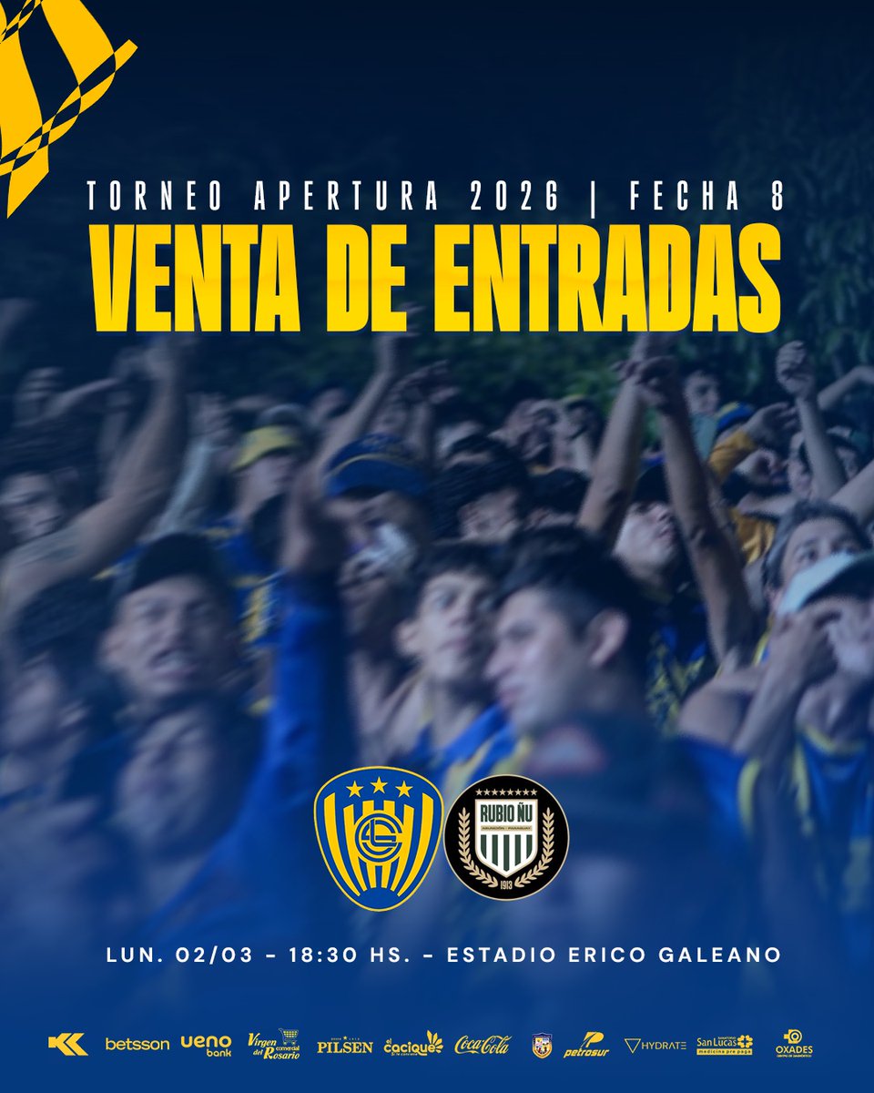SpLuquenOficial's tweet photo. ¡𝗔𝗧𝗘𝗡𝗖𝗜Ó𝗡 𝗔𝗨𝗥𝗜𝗔𝗭𝗨𝗟𝗘𝗦! 💪🏻🇺🇦

Se informa a socios e hinchas que desde hoy ya se encuentra habilitado el canje y la venta de entradas vía online.

Canje socios 
https://t.co/z9LSRl5Fbv

Vía web https://t.co/vgbvOUHxBa

➡️ La venta presencial en Secretaría iniciará el lunes a partir de las 09:00

#SiempreLuqueño 🔵🟡