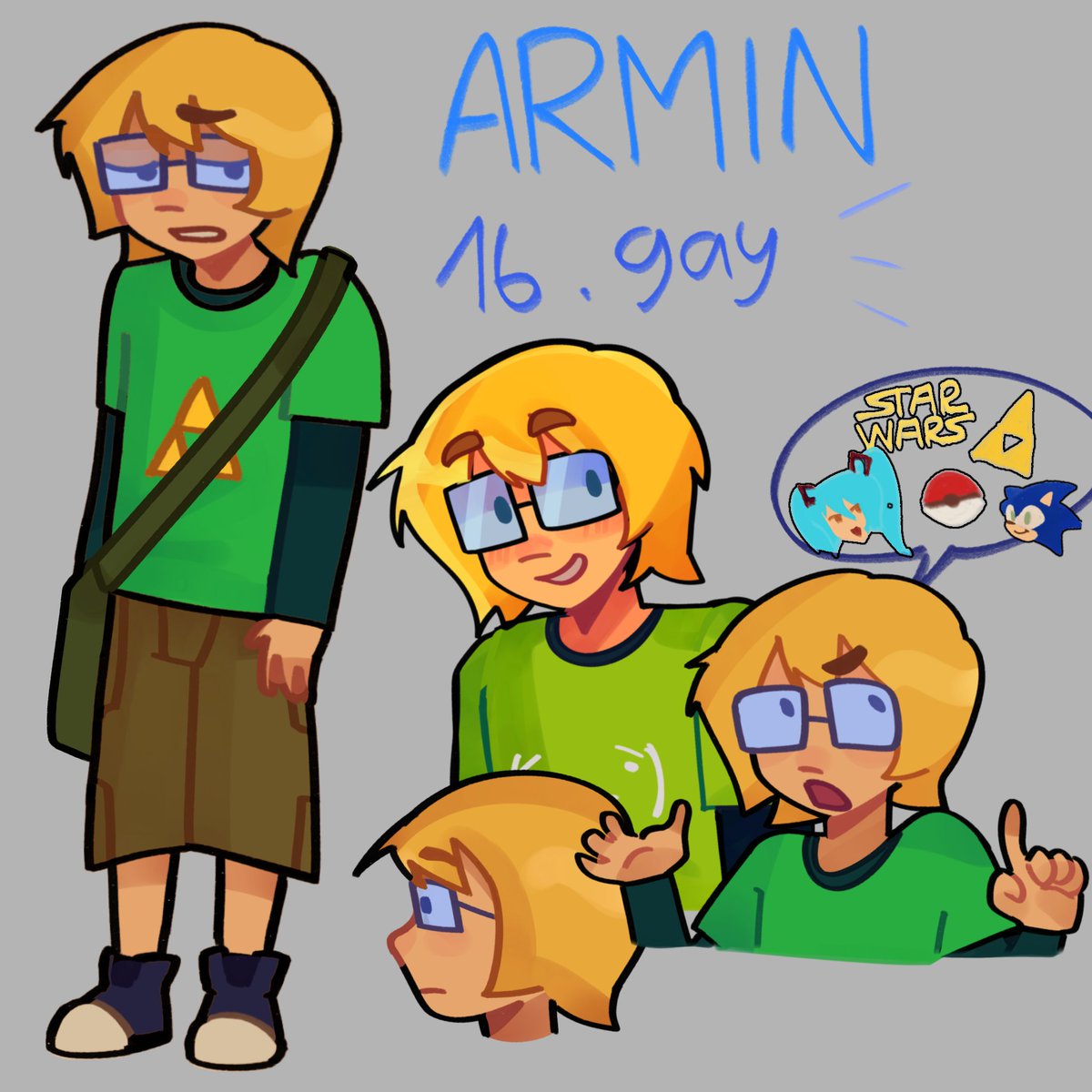 sonicteamu's tweet photo. My design of geek #arminarlert from my school castes au !! #snk https://t.co/BhgamczQH3