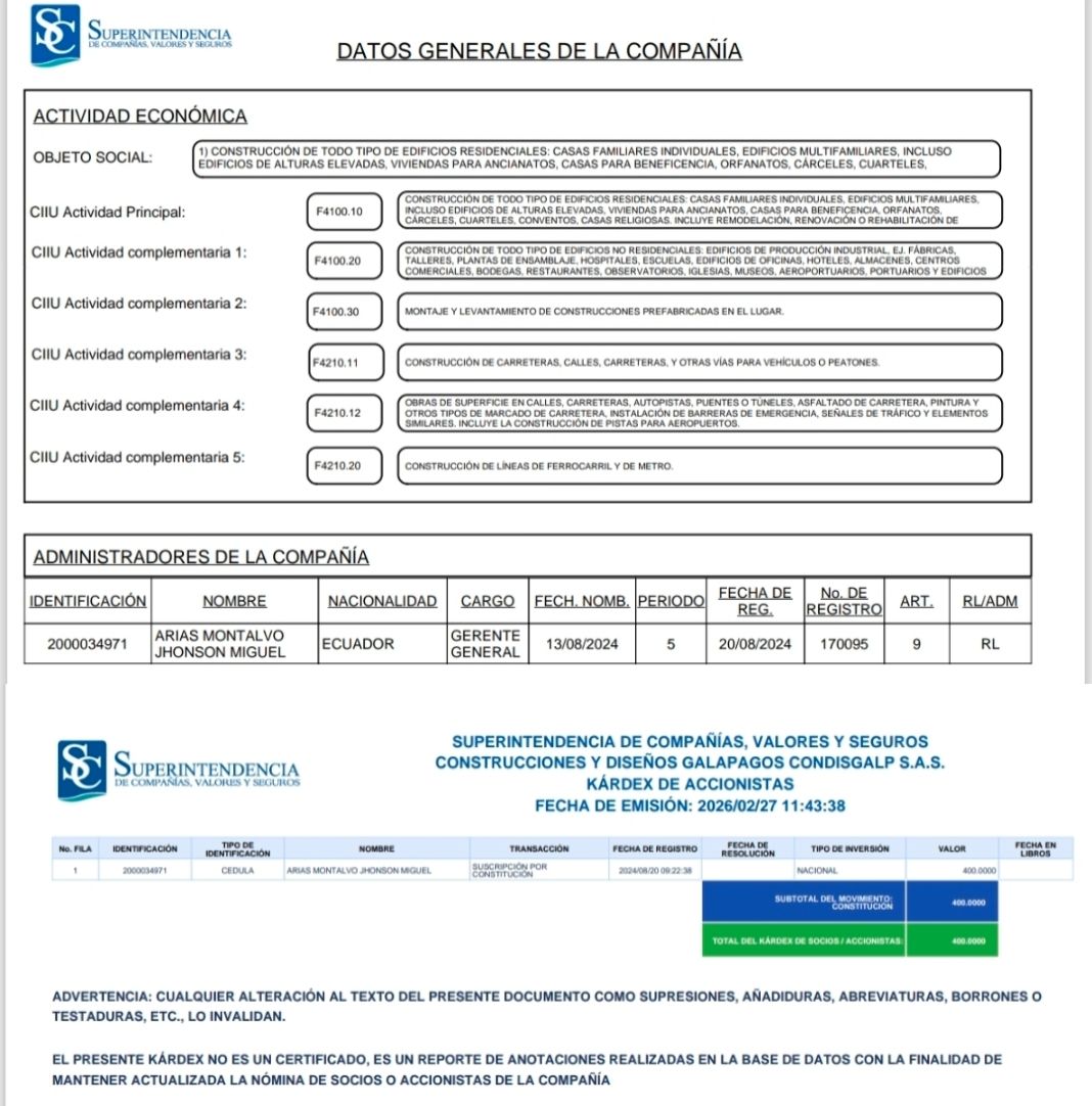 El hermano del As. Arias, Jhonson Arias Montalvo, registra en la Super de Compañías 3 empresas dedicadas a la venta de materiales de construcción.