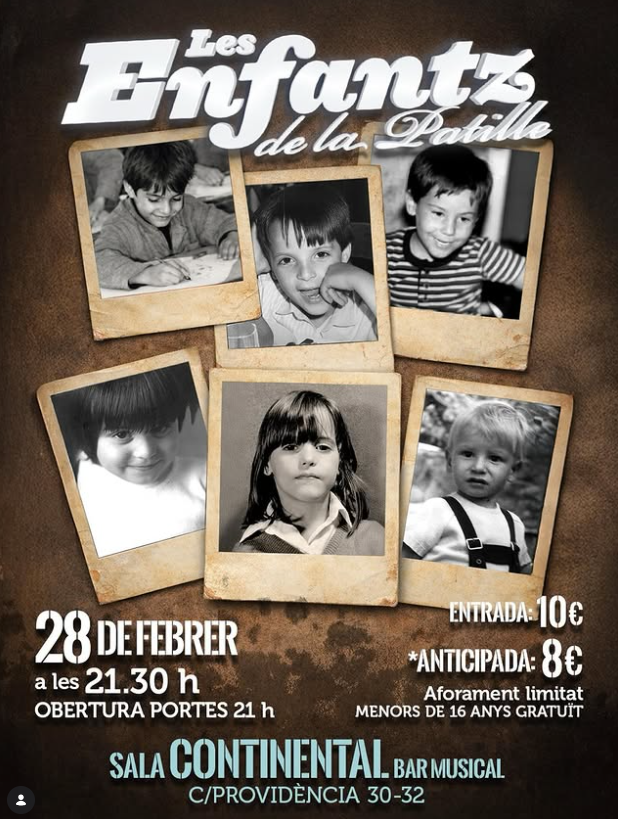 Marototuit's tweet photo. Si no teniu plan aquesta nit per Gràcia, CONCERTASSO dels Enfantz de la Patille al Continental!

No és perquè en formin part els meus germans, que vaaa..., però són MOLT BONS. Parauleta.

Funk&amp;rock i versionaques de temassos! https://t.co/zF4BappGhZ