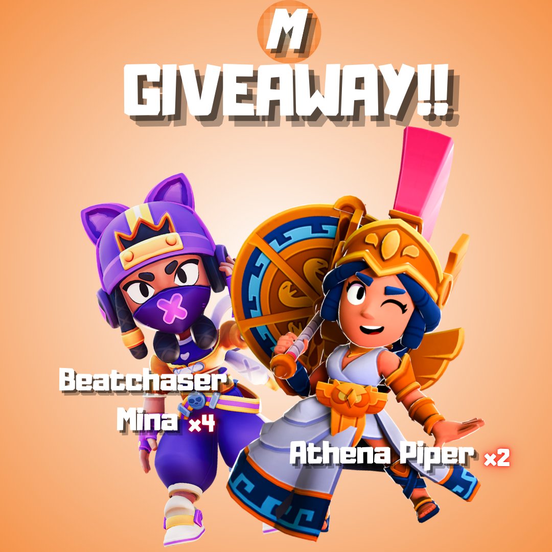 Beatchaser Mina AND Athena Piper GIVEAWAY!!! 🎉   

How to enter? 
1. Follow @lo9manx 
2. Like this Post
3. Join my discord server to enter the Giveaway : discord.gg/4NZpXE2pFT
 
The winner will be selected in 4 days! 🔥
#BrawlStars #SupercellPartner #GiftedBySupercell