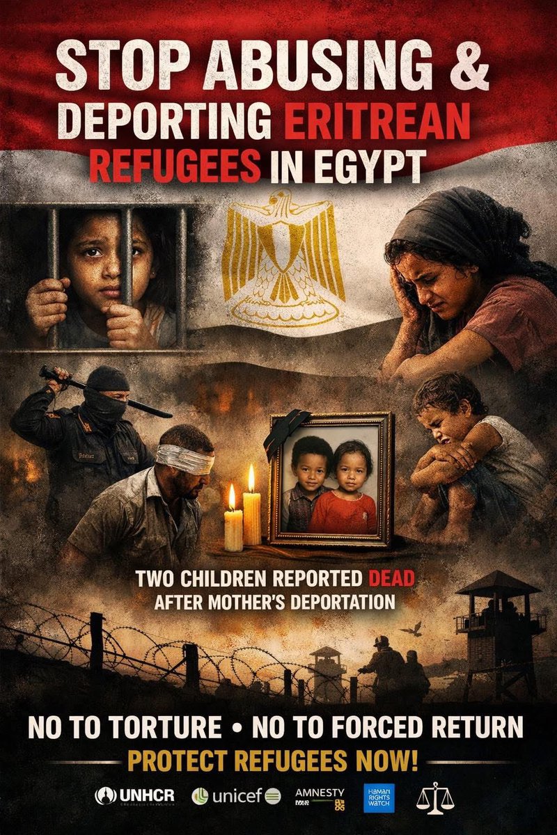 Eritrean refugees in Egypt need protection and justice. There are alarming reports of arrests and deaths. Refugees must be treated with dignity and their rights must be respected.
#Eritrea #Refugees #HumanRights #Justice <a href="/UNHumanRights/">UN Human Rights</a> <a href="/UN/">United Nations</a> <a href="/BBCWorld/">BBC News (World)</a>