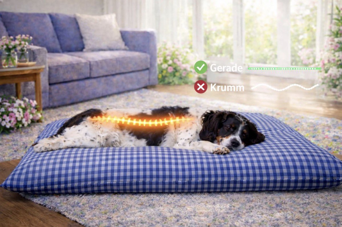 ✨ Durch die Füllung mit Viskoseflocken wird die Wirbelsäule optimal gestützt – für entspanntes, gesundes Liegen und süße Hundeträume. 🐶💤
