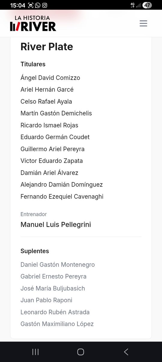 alanarmada23's tweet photo. @lahistoriariver Detalles que me acuerdo:
Debut de Pellegrini (al menos en campeonato, no se si había jugado copa antes).
Dos amarillas a Ayala en menos de dos minutos.
Lesión jodida de Cavenaghi.
Maxi Lopez jugó los dos partidos, reserva y primera. https://t.co/Visd5sRgpF