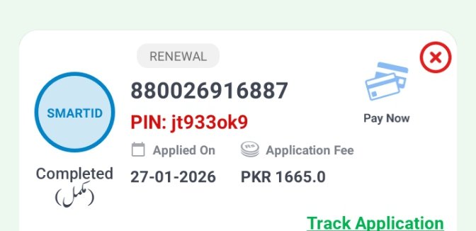 JanJan612210's tweet photo. @nadra_csd I applied for renewal on 27-1-2026 at that time payment options came but I haven't pay at that time. Now  can  I pay or not https://t.co/oEpdn10fLF
