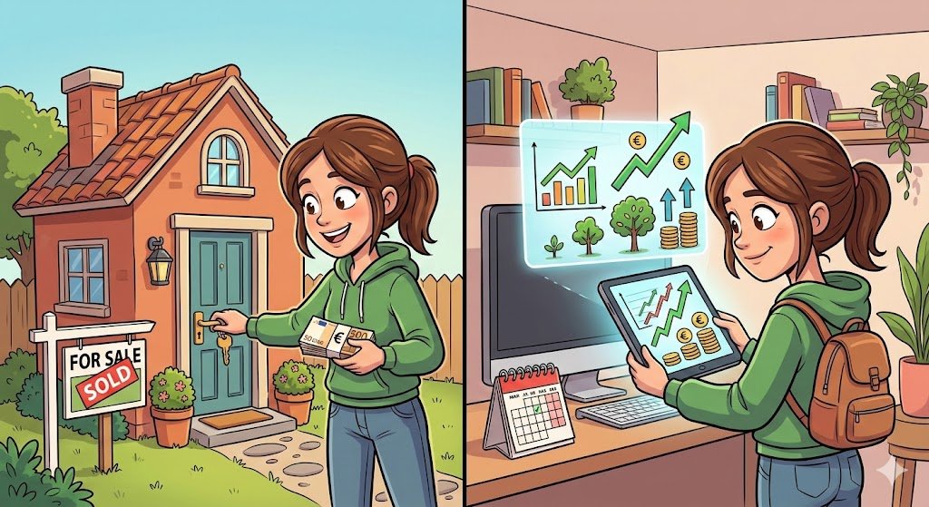 Si hoy te dan 50.000€... 

🅰️ Los usas para la entrada de tu casa propia. 
🅱️ Los inviertes y sigues de alquiler un tiempo más.

¿Ladrillo para dormir o activos para crecer? 🧱📉