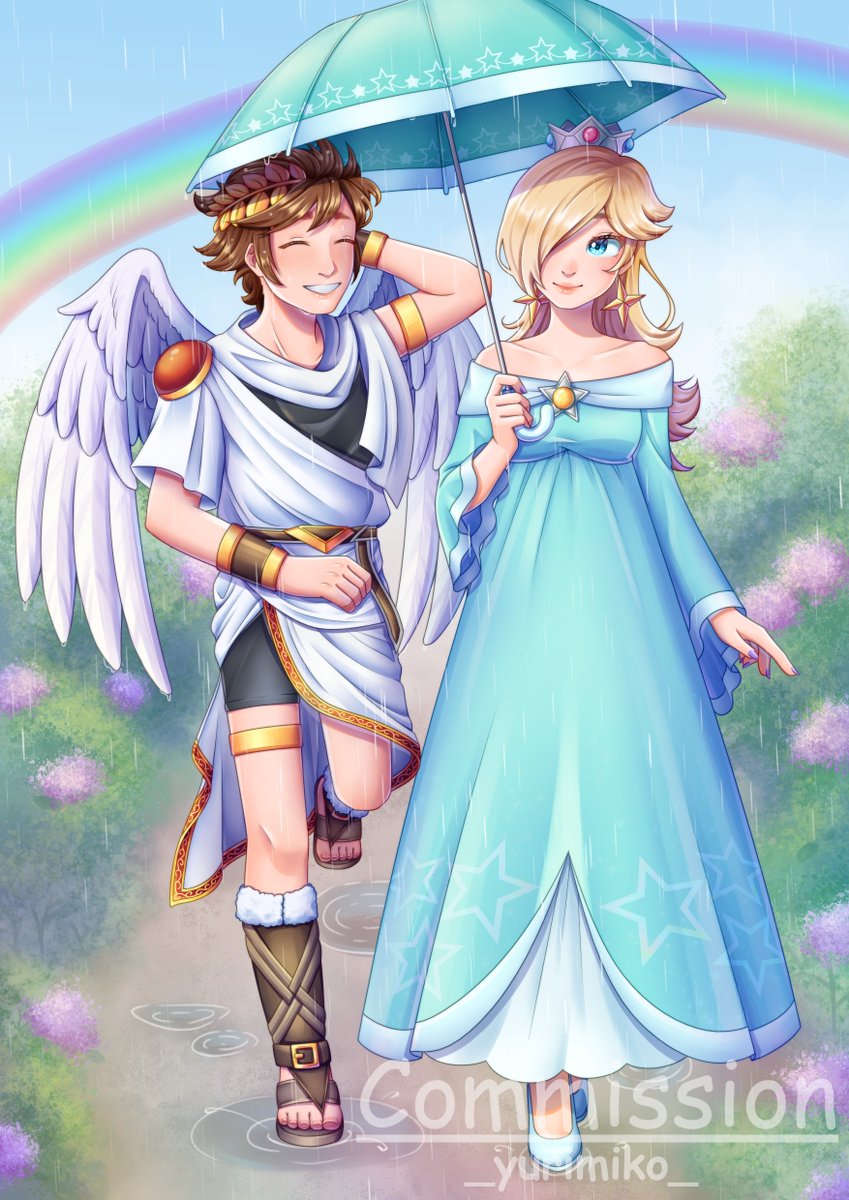 _yurimiko_'s tweet photo. Commission for RosalinasSoulmate(DeviantArt)

This is a lovely fanart of Rosalina and Pit walking together in a light drizzle
#art #commission #commissionsopen #fanart #marioseries #supermariogalaxy #PrincessRosalina #rosalina #rosalinafanart #pitkidicarus https://t.co/N6MNG4303K