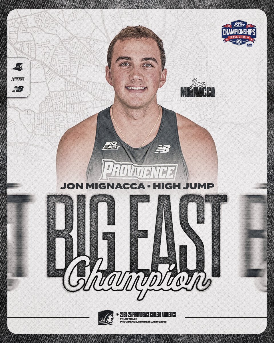 FriarsXCTrack's tweet photo. 🥇BIG EAST CHAMPION🥇

Jon Mignacca is your BIG EAST High Jump Champion! https://t.co/d1nNQZncwv