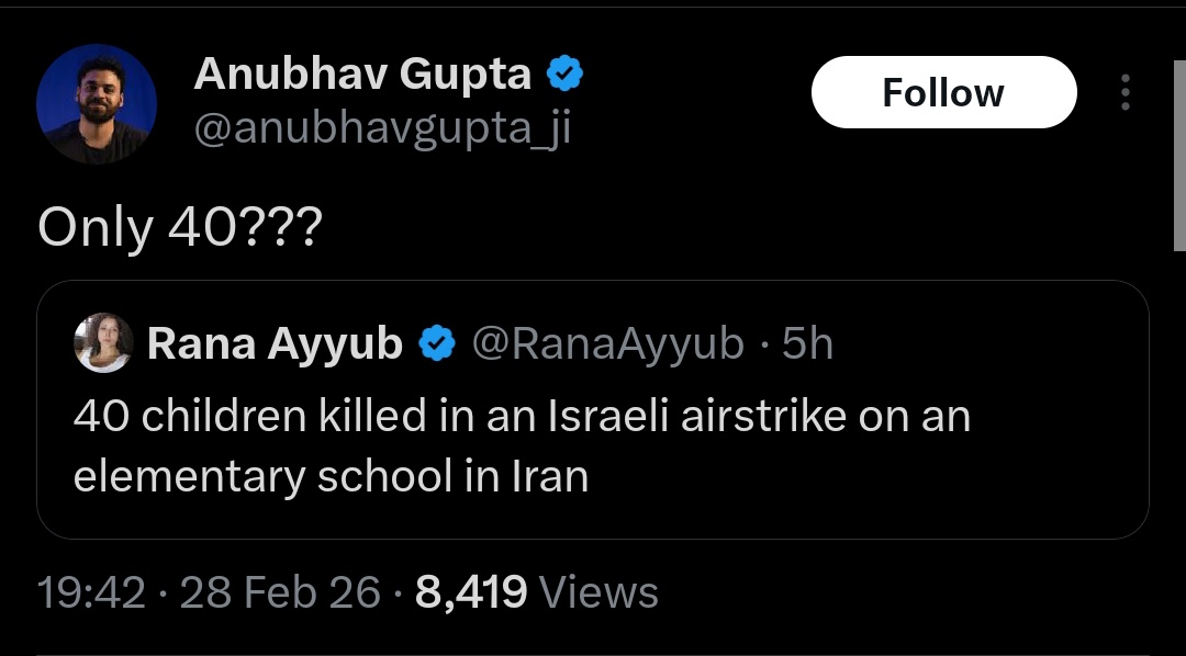 Indian RW are cheering on the deaths of children in Iran 

Another reason why we are hated so much in the world.