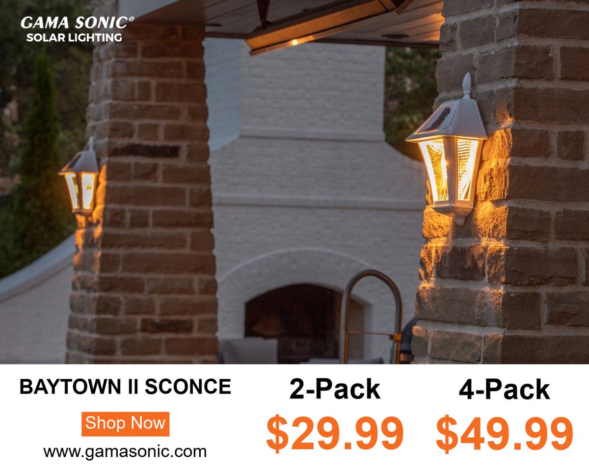 GamaSonicUSA's tweet image. Spring-ready lighting made simple. Add timeless style to your home with the Baytown II Solar Wall Sconce,  easy install, effortless illumination. Shop now➡️ gamasonic.com/product/baytow…
#outdoorlighting #walllights #solar #homedecor #springdecor