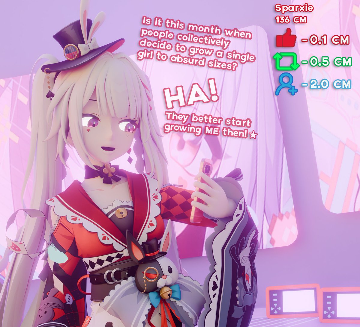 oriname__'s tweet photo. Part 1 (or zero) of Sparxie Growth drive

This is the march which means that it's very trendy to grow girls into giants based on likes. And Sparxie LOVES getting attention. It's literally an event MADE FOR HER★ https://t.co/nAp7MTix58