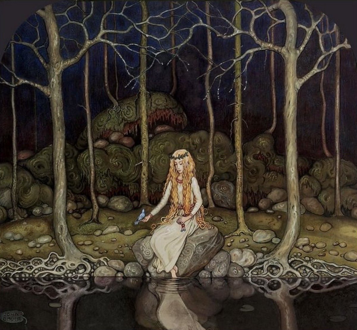 The Princess in the Forest by Swedish fairy tale illustrator John Bauer (1882-1918)