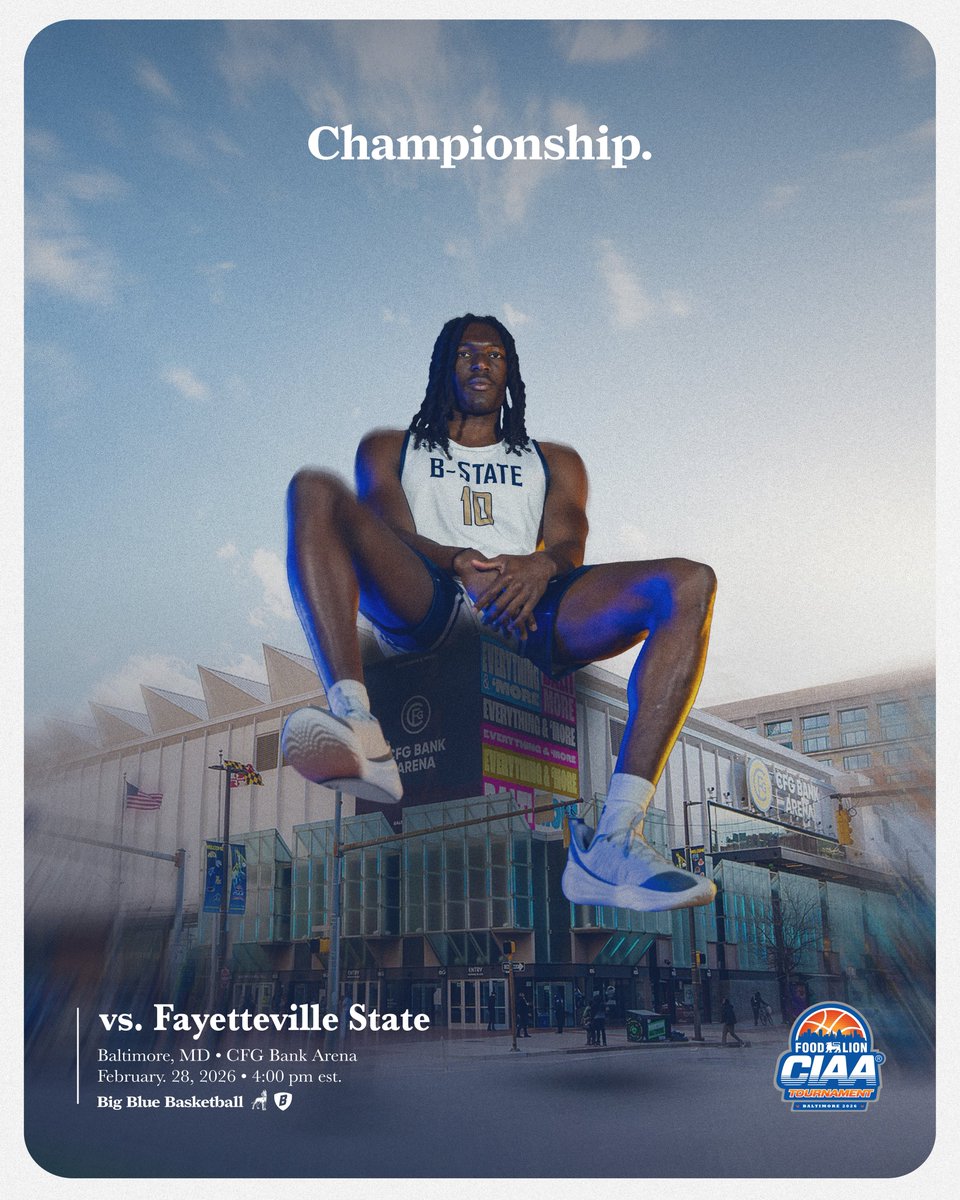 bstatesports's tweet photo. 𝐂𝐡𝐚𝐦𝐩𝐢𝐨𝐧𝐬𝐡𝐢𝐩 🏆

🏀 𝐂𝐈𝐀𝐀 𝐓𝐨𝐮𝐫𝐧𝐚𝐦𝐞𝐧𝐭
🏟️ CFG Bank Arena
📍 Baltimore, MD
⏰ 4:00 PM
📊 https://t.co/aEoJrw6kBF
🎙️ 𝐁𝐢𝐠 𝐁𝐥𝐮𝐞 𝐒𝐩𝐨𝐫𝐭𝐬 𝐍𝐞𝐭𝐰𝐨𝐫𝐤 ▶️ https://t.co/3i4u2EoqoV
📺 ESPN U

#CIAAHOOPS #GuardTheHill 🐾 https://t.co/KTmmVksCpg