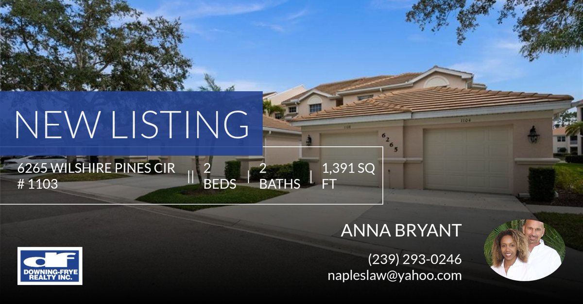 anna1bryant's tweet photo. 📍 New Listing 📍 Take a look at this fantastic new property that just hit the market located at 6265 Wilshire Pines Cir # 1103 in Naples. Reach out here or at (239) 293-0246 for more information

#naplesflorida #naplesrealestate #... https://t.co/3PS4OwUlUa https://t.co/DtUHHU0CF1
